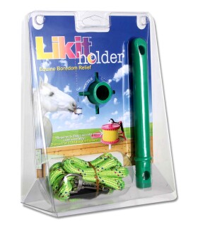 Pferdespielzeug Likit Halterung Farbe grün, inklusive 650 Gr. Leckstein Kirsche Geschmack