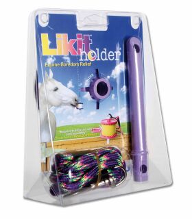 Pferdespielzeug Likit Halterung Farbe lila, inklusive 650 Gr. Leckstein Apfel Geschmack