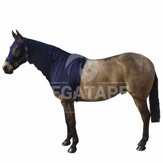 Snuggy Shiny Show Stretch Lycra Horse Hood-Navy-Zip, ohne...