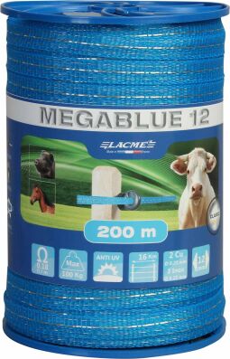 Weidezaunband MEGABLUE 12, 200m, 0,18 Ohm/m, Orig. Lacme