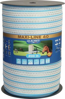 Weidezaunband MAXI-Line, 40 weiß, 200m, 0,06 Ohm/m,  Orig. Lacme