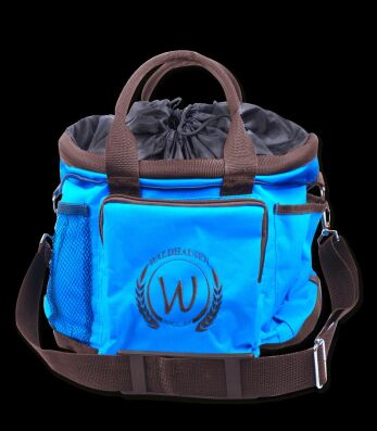 Putztasche, azurblau/braun
