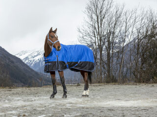 EQUITHÈME TYREX 1200D, Aisance High Neck Decke, Blau-Schwarz, 150 gr./165 cm